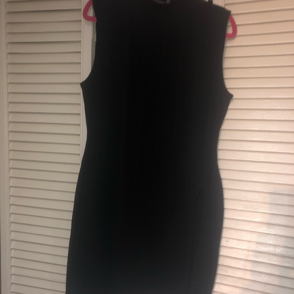 High neck extreme split mini dress
